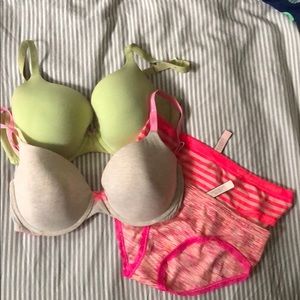 VS 36DD Lined Demi Bras & Bonus NWT Panties L